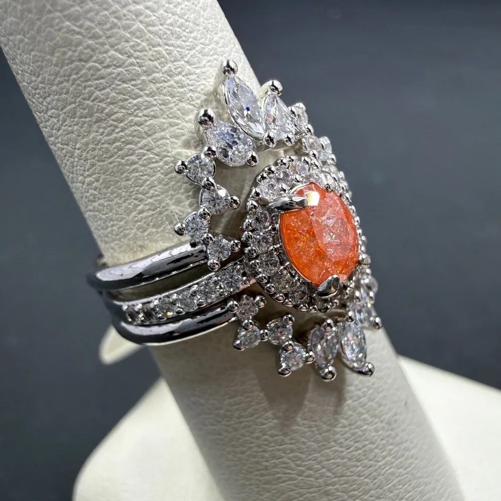 Bomb Party Don't You Love Me Size 6 Ring Lab Tangerine Ice Crystal RBP6129